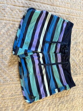 Patagonia Women’s Striped Navy, Teal & Light Purple Outdoor Shorts